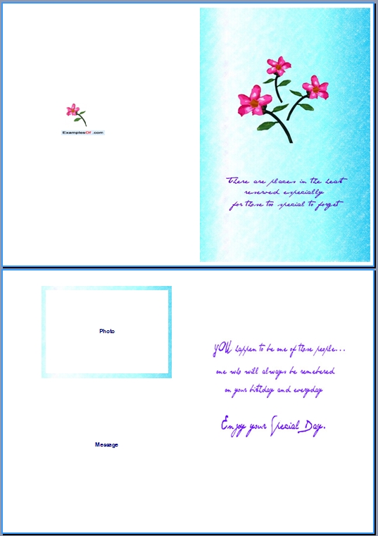 Example Birthday Card for Her:Special Day